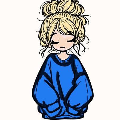 girl with baggy sweatshirt and messy bun