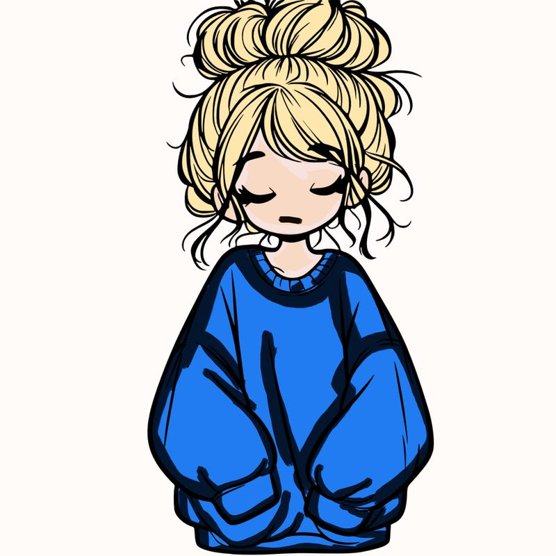 girl with baggy sweatshirt and messy bun