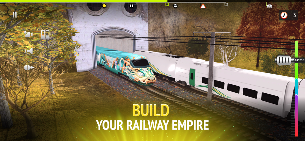 Hochgeschwindigkeitszug-Simulationsspiel mit Herbstlandschaften und 3D-Grafik