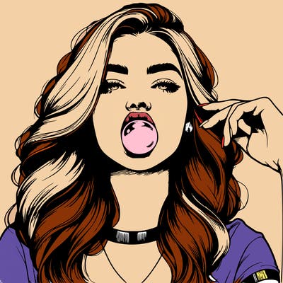 realistic girl chewing gum sassy vibes