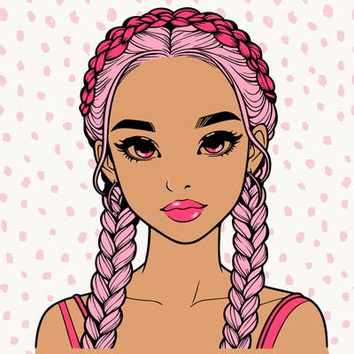 realistic girl with braids