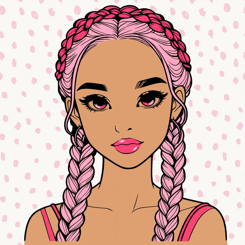 realistic girl with braids