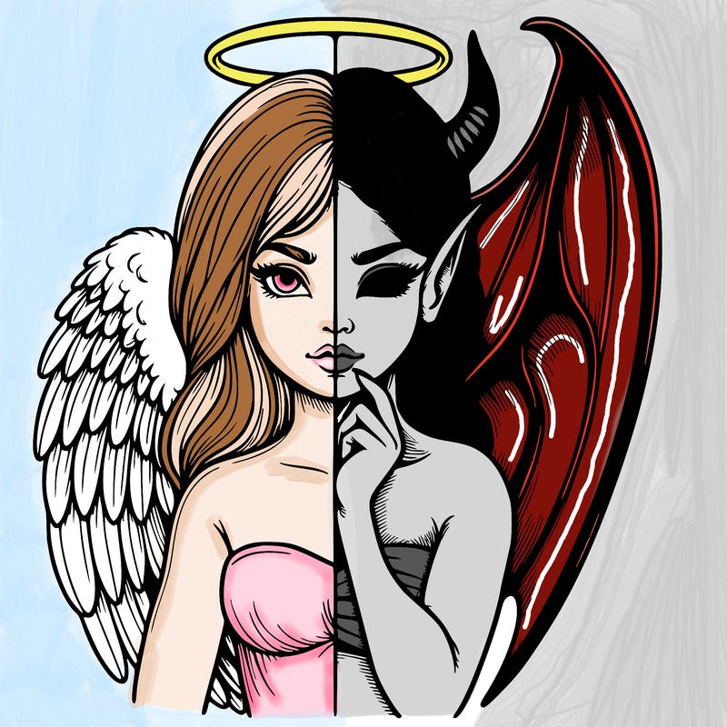 realistic angel half demon