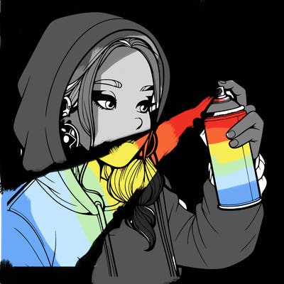 a realistic girl, spray painting