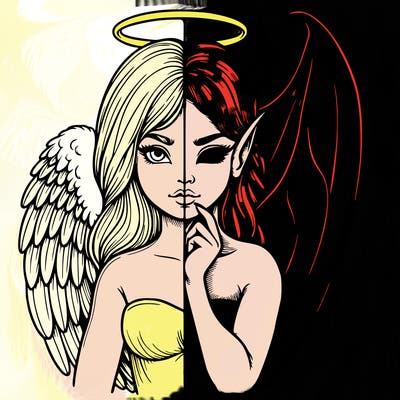 realistic angel half demon