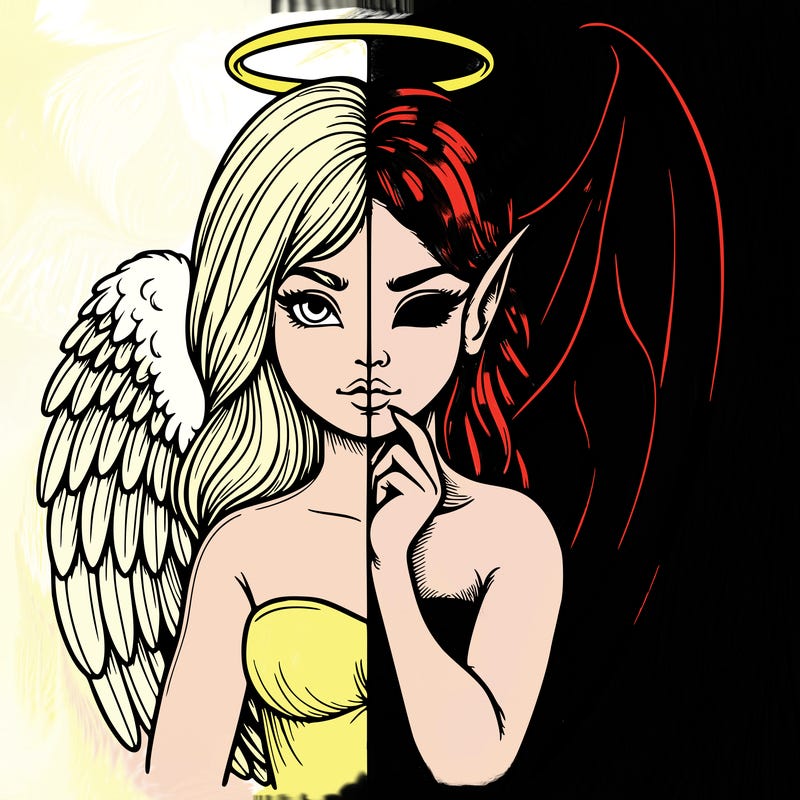 realistic angel half demon