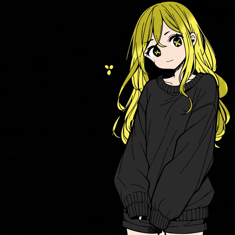 manga teen girl  in a sweater and baggy pants