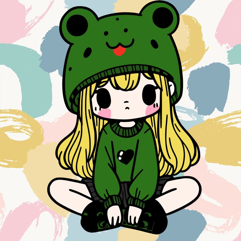 a girl wearing a frog hat and some frog socks