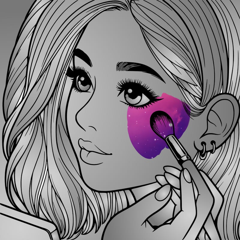 a realistic girl doing her makeup