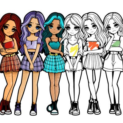 a group of girls realistic