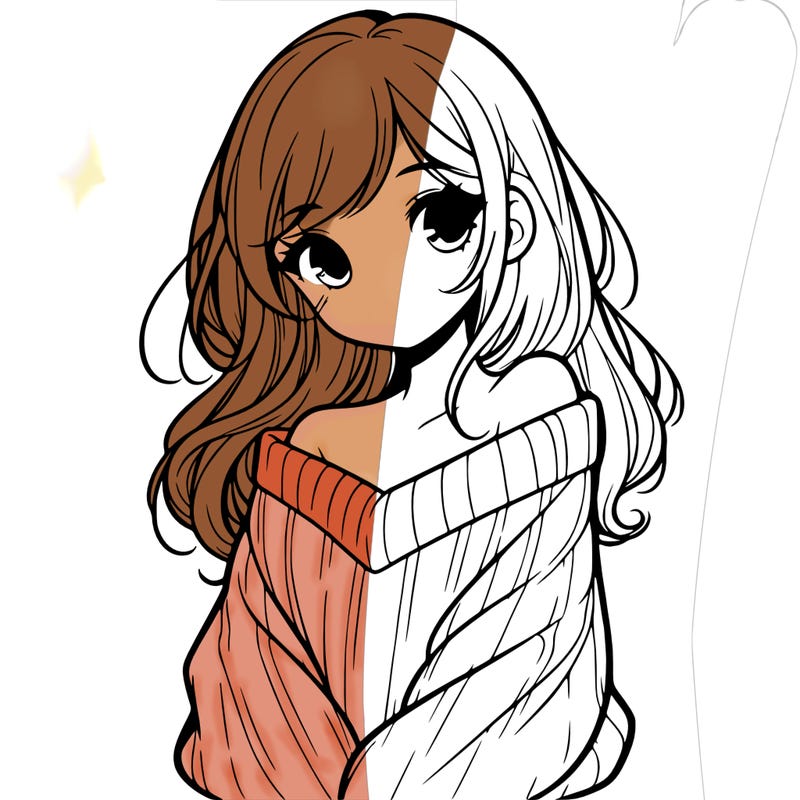 shy pretty girl wearing a sweater that is falling off one shoulder portrait