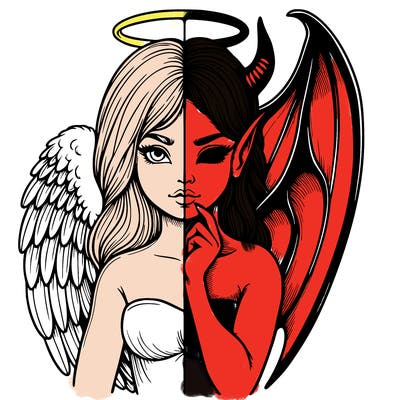 realistic angel half demon