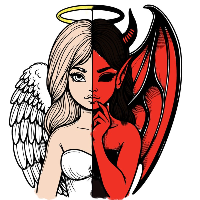 realistic angel half demon