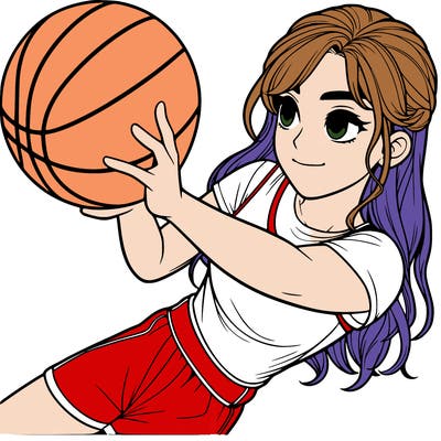 realistic girl playing basketball