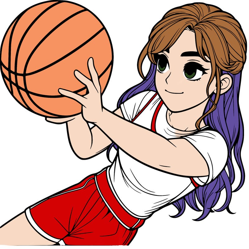realistic girl playing basketball