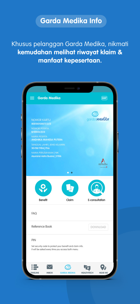 Garda Mobile - Medcare - Interface do aplicativo Garda Mobile Medcare mostrando detalhes de adesão ao seguro, opções de benefícios e histórico de sinistros.