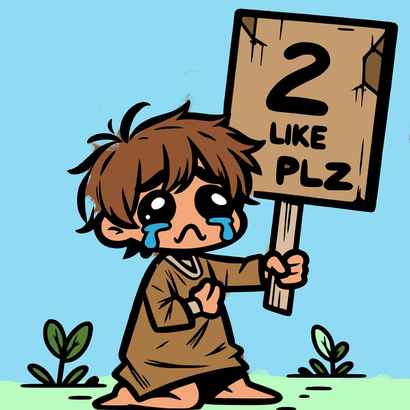 small poor toddler crying with sign that says 2 like plz