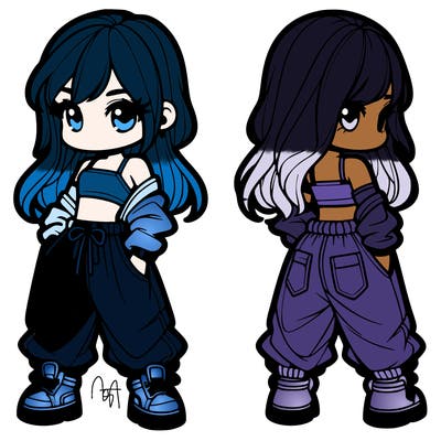 girl in crop top and baggy pants