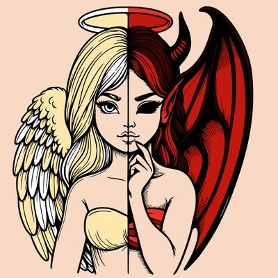 realistic angel half demon