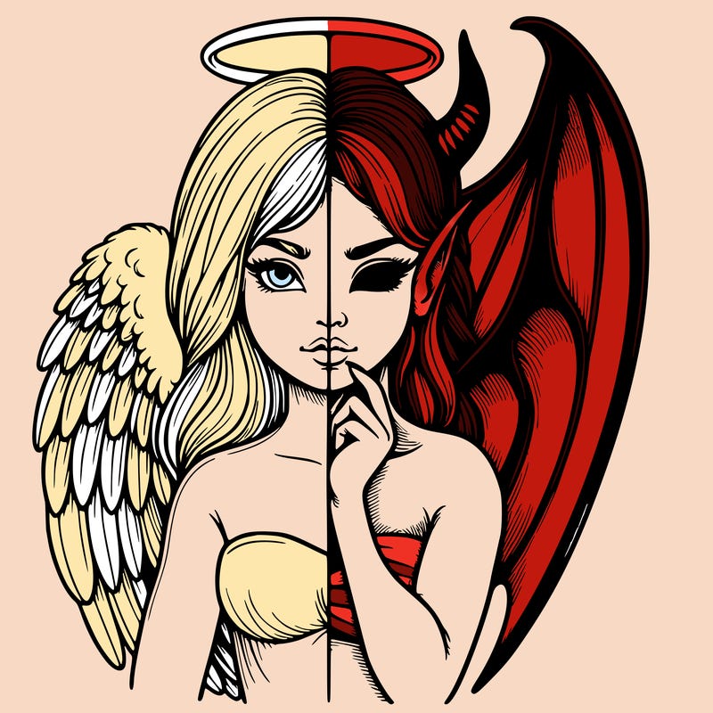 realistic angel half demon