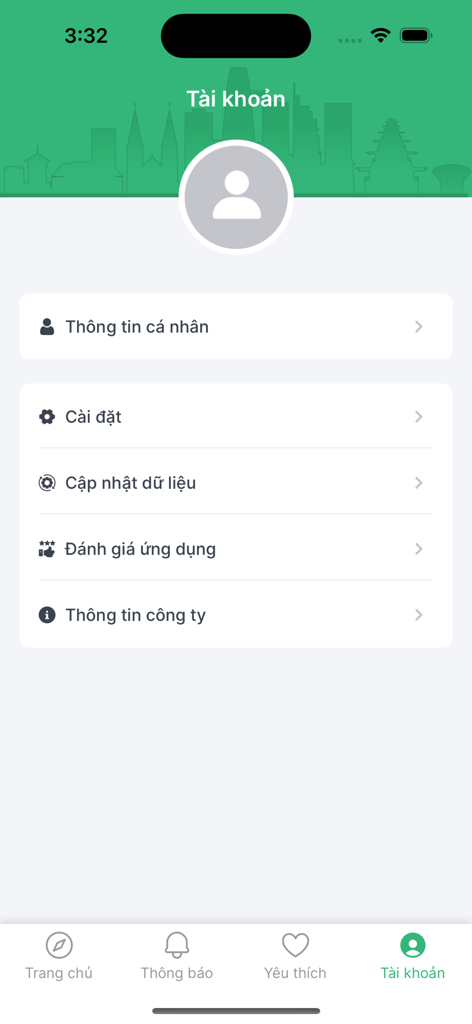 User account and settings screen of the BusMap Hanoi mobile app interface