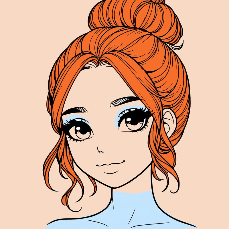 realistic pretty girl with hair in bun