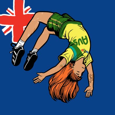 realistic girl doing a backflip