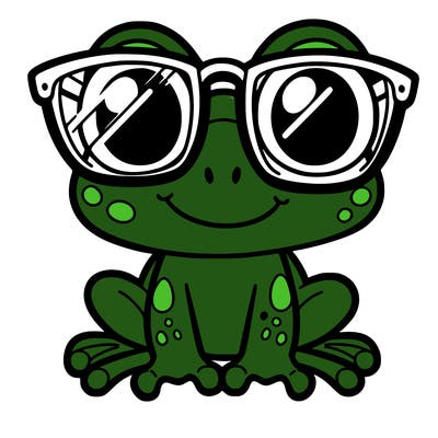 a frog with glasses