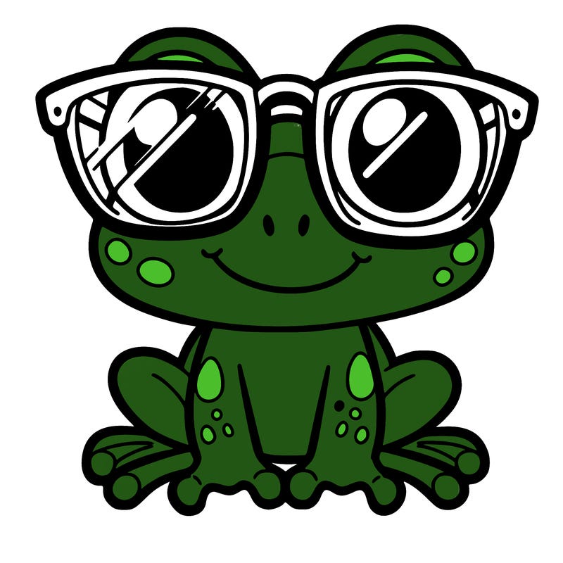 a frog with glasses