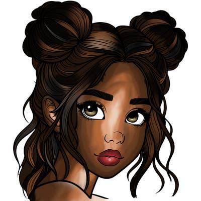 realistic girl with hair buns on her head