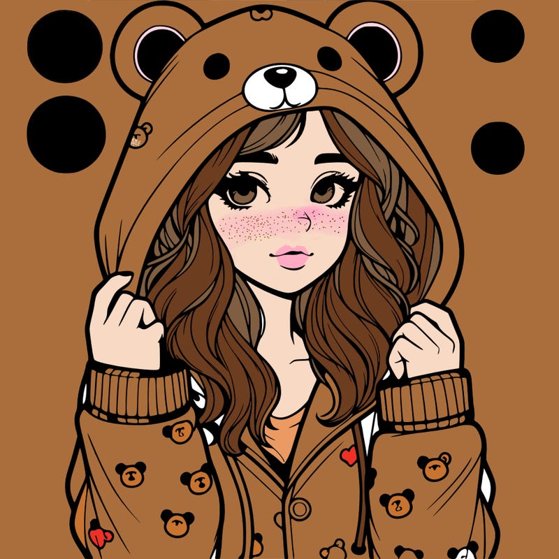 realistic girl in a animal pjs hoodie