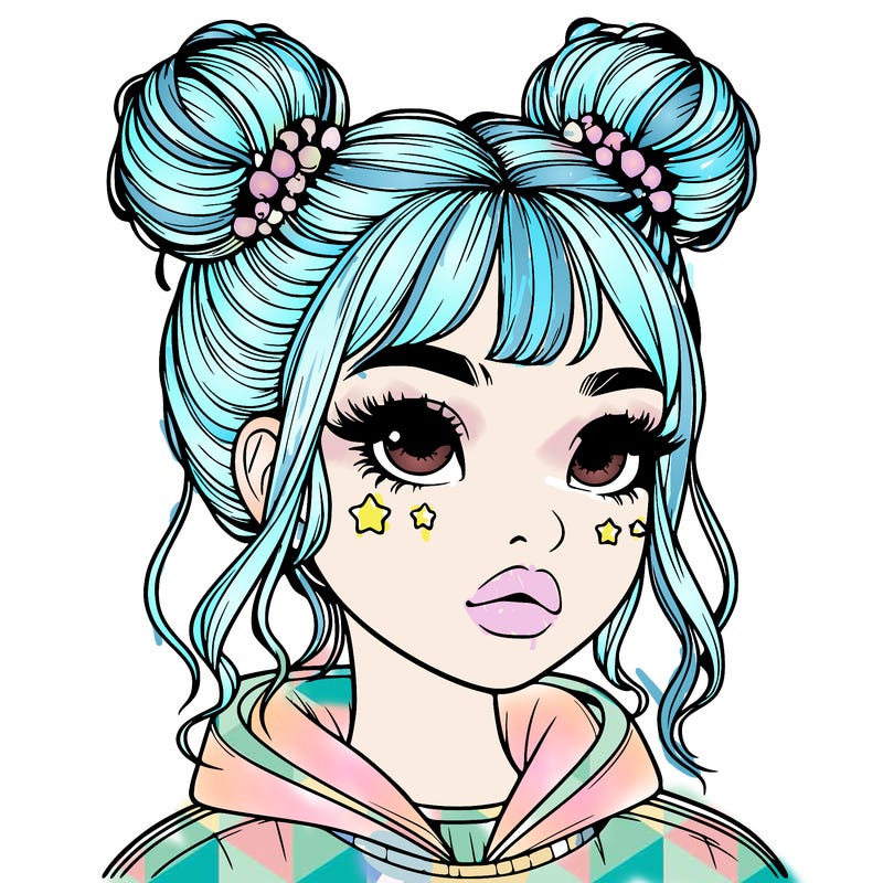 realistic girl with space buns