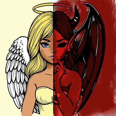 realistic angel half demon