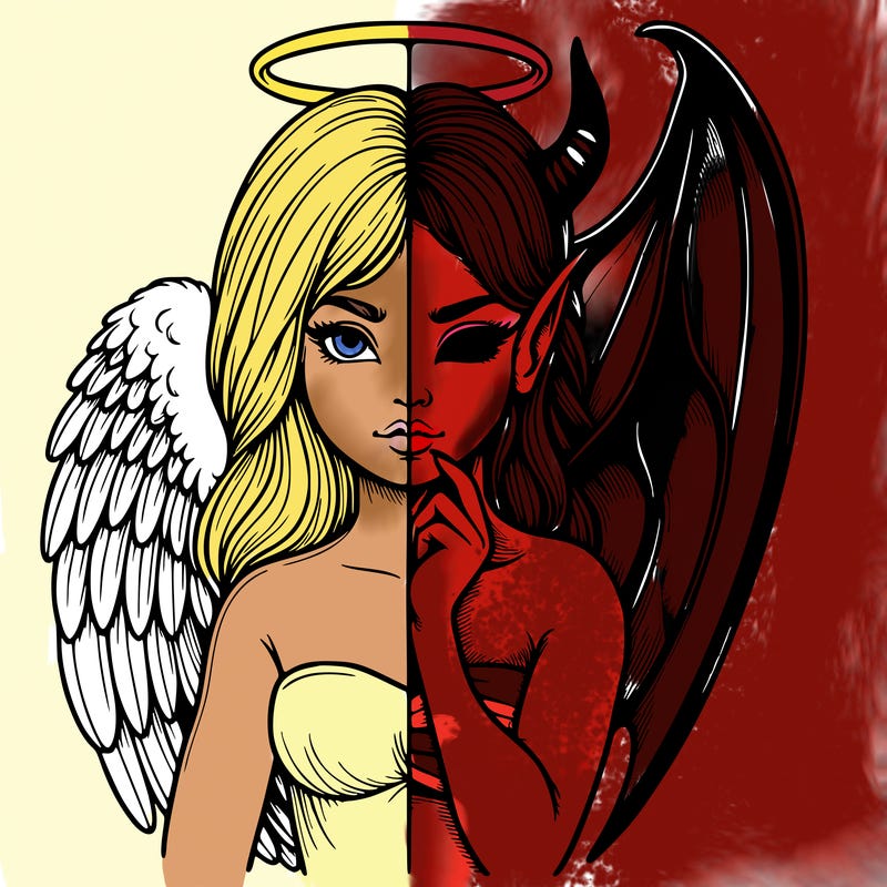 realistic angel half demon