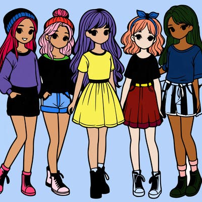 a group of five girls