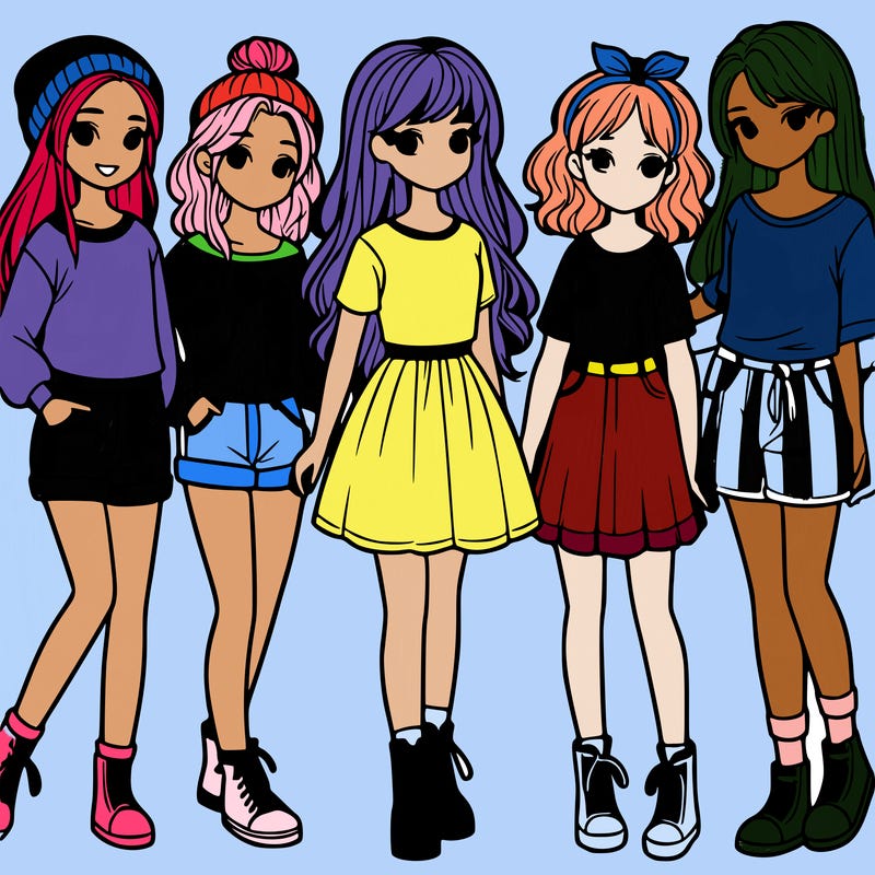 a group of five girls