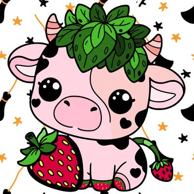 cute strawberry cow