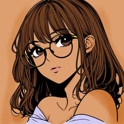 manga woman character with glasses and nice lips