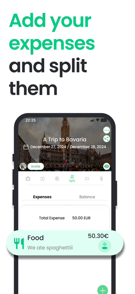 Interfaccia dell'app Tourist che mostra il monitoraggio delle spese di viaggio e la funzione di divisione dei costi di gruppo.