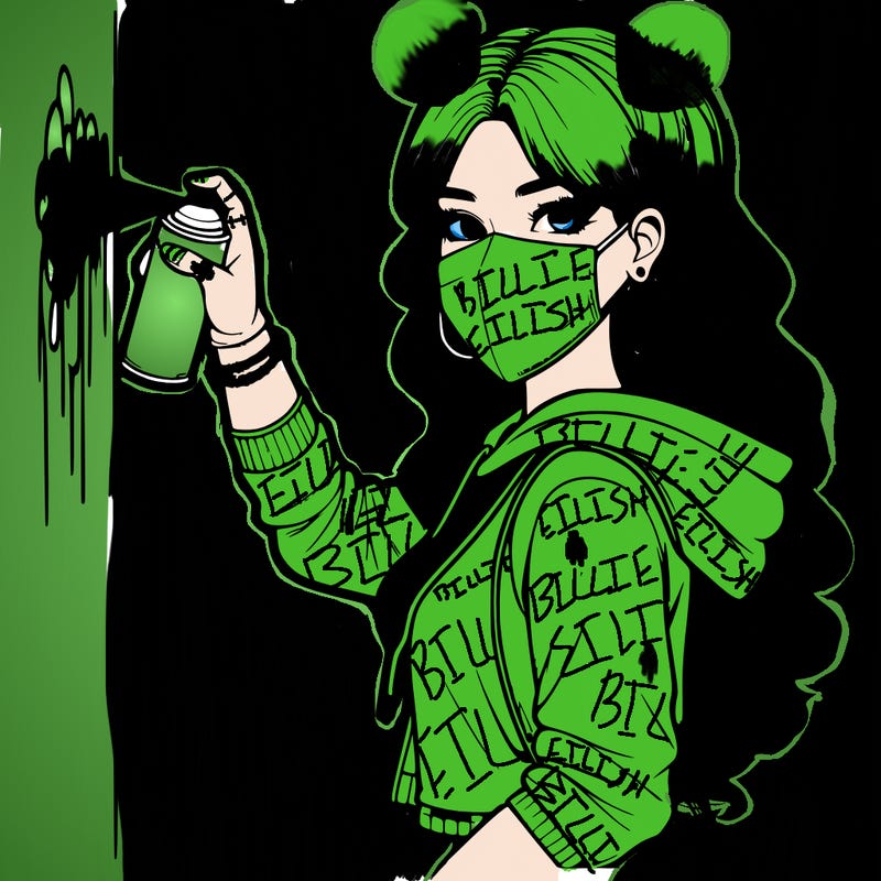 realistic girl with mask spray painting a wall