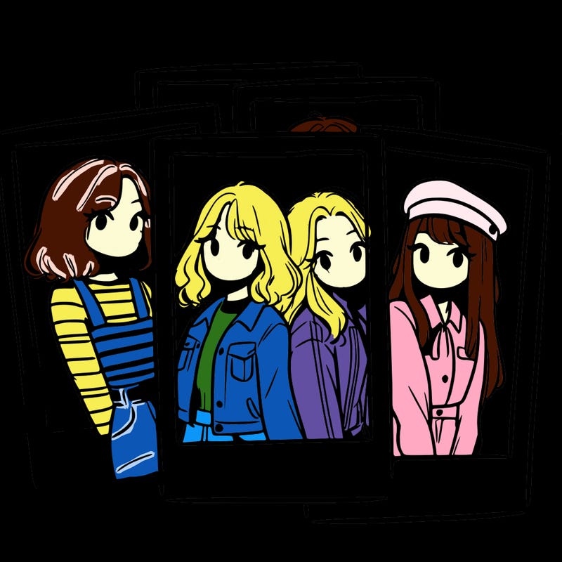 polaroid photo of 4 girls