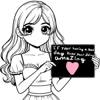 realistic pretty girl holding blank sign