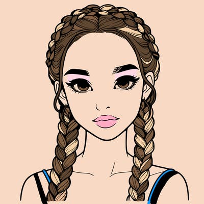 realistic girl with braids