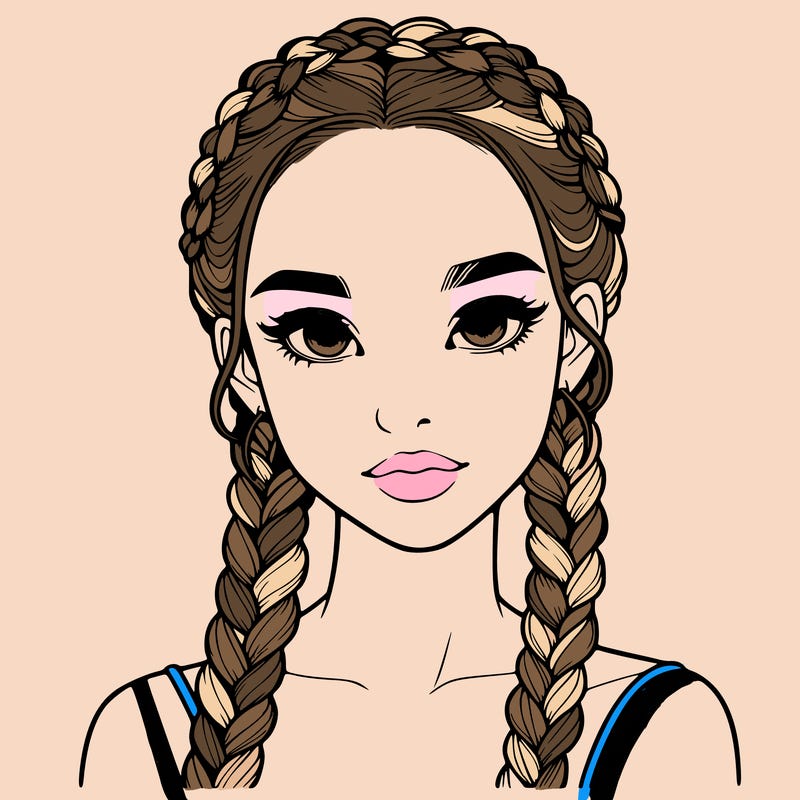 realistic girl with braids