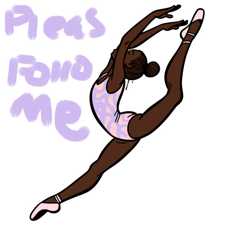 gymnast doing a leap in a leotard with a bent back leg