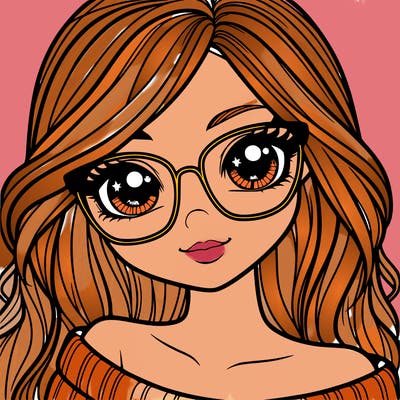 girl with beautiful eyes, hair, and glasses