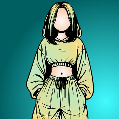 realistic girl faceless with baggy pants and a crop top