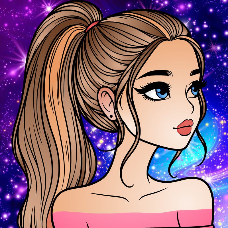 a beautiful and realistic girl with a high pony tail