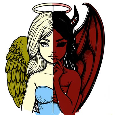 realistic angel half demon