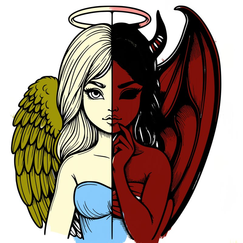 realistic angel half demon